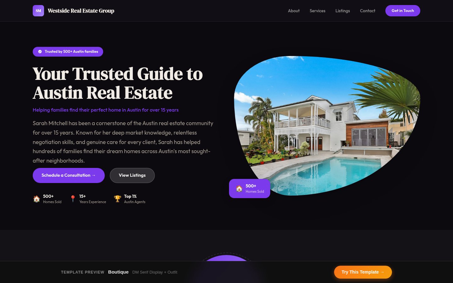 Boutique template preview