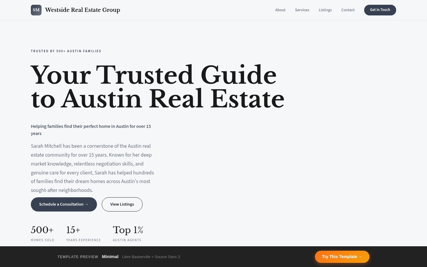 Minimal template preview