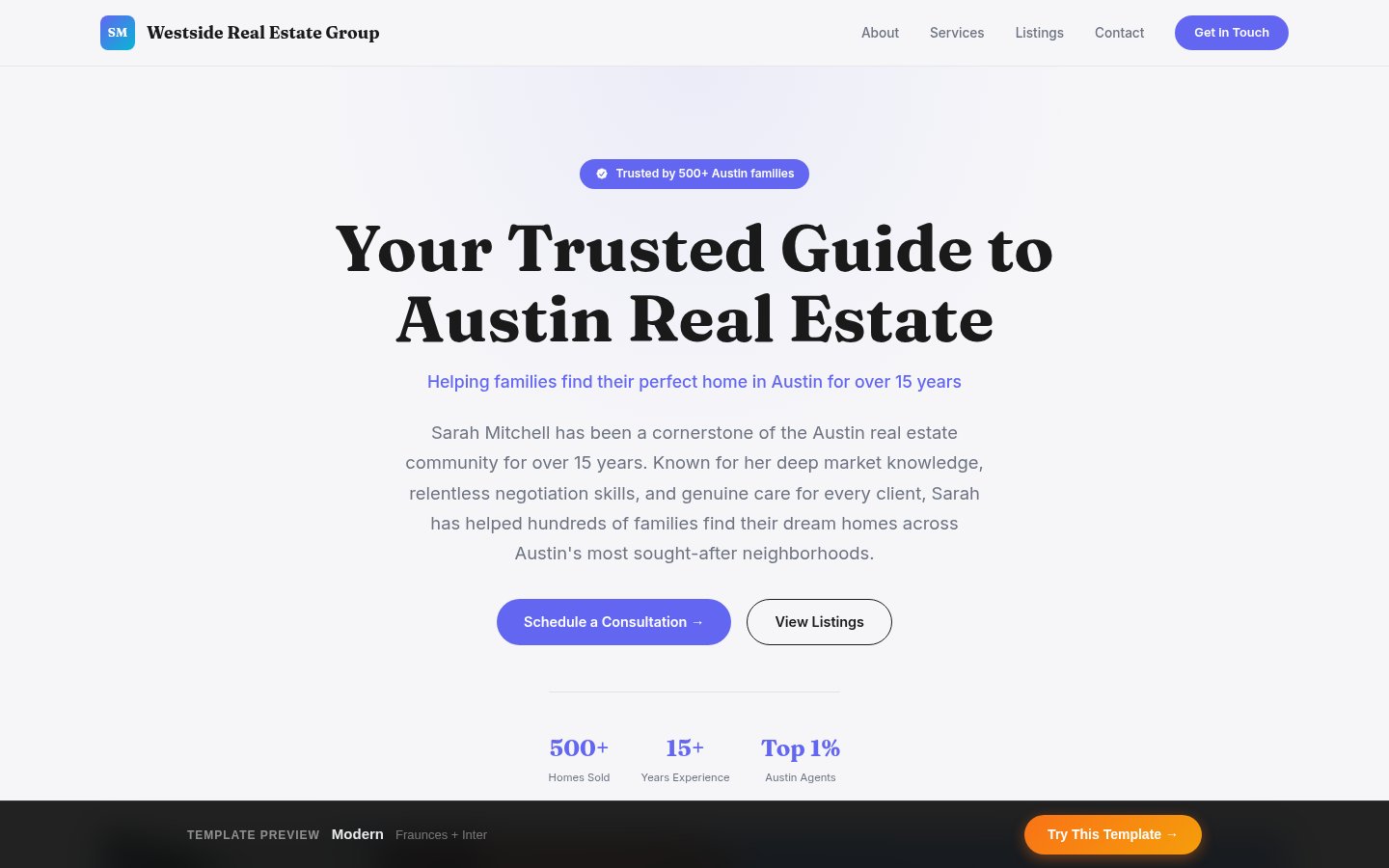 Modern template preview
